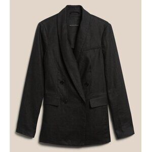 NWT! Banana Republic RT$250 Classic Black Castello 100% Euro Linen Blazer Top 2P
